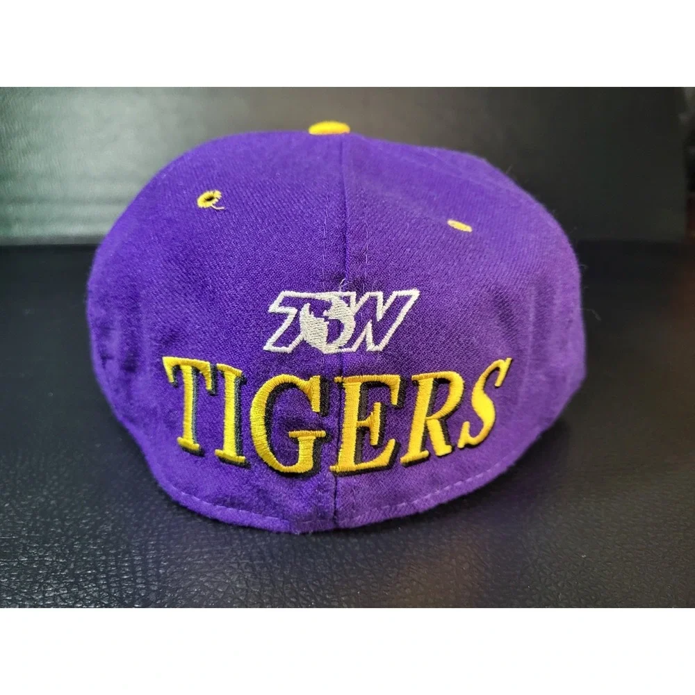 VTG LSU Tigers‎ Hat Cap Football All OVER PRINT RARE PURPLE 7 3/8 FITTED